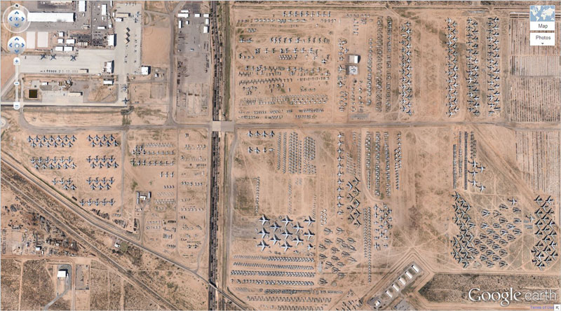 Airplane Boneyard 32 08’59.96″ N, 110 50’09.03″W Tucson, Arizona